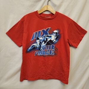 Mad Engine Motocross Crewneck Tee Youth Boy M Red Graphic Print Short Sleeve